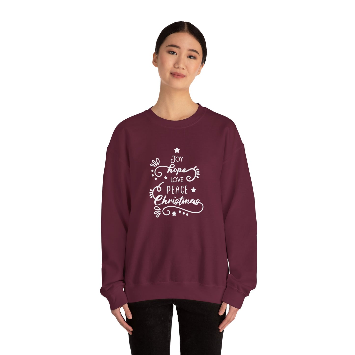 Unisex Heavy Blend Crewneck Sweatshirt Joy Hope Love Peace Christmas 🎄✨