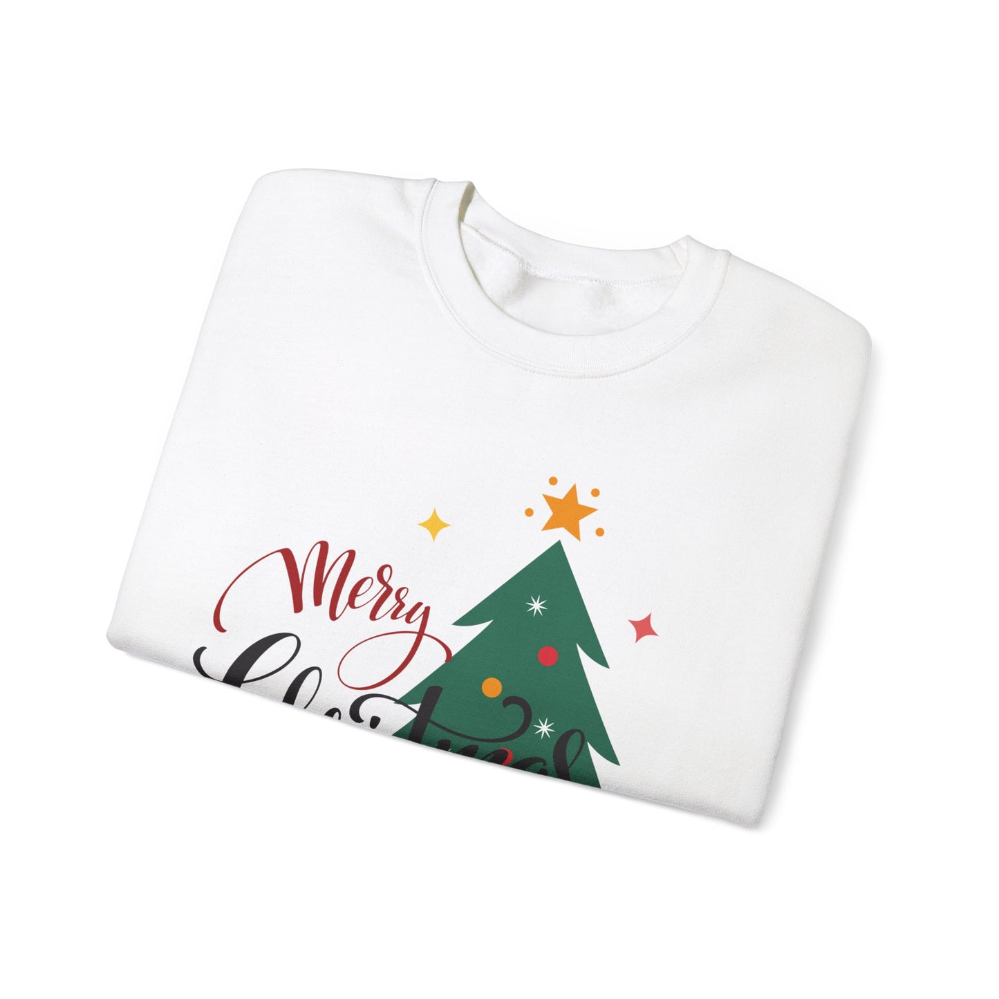 Unisex Heavy Blend Crewneck Sweatshirt Merry Christmas Tree Design 🎄✨