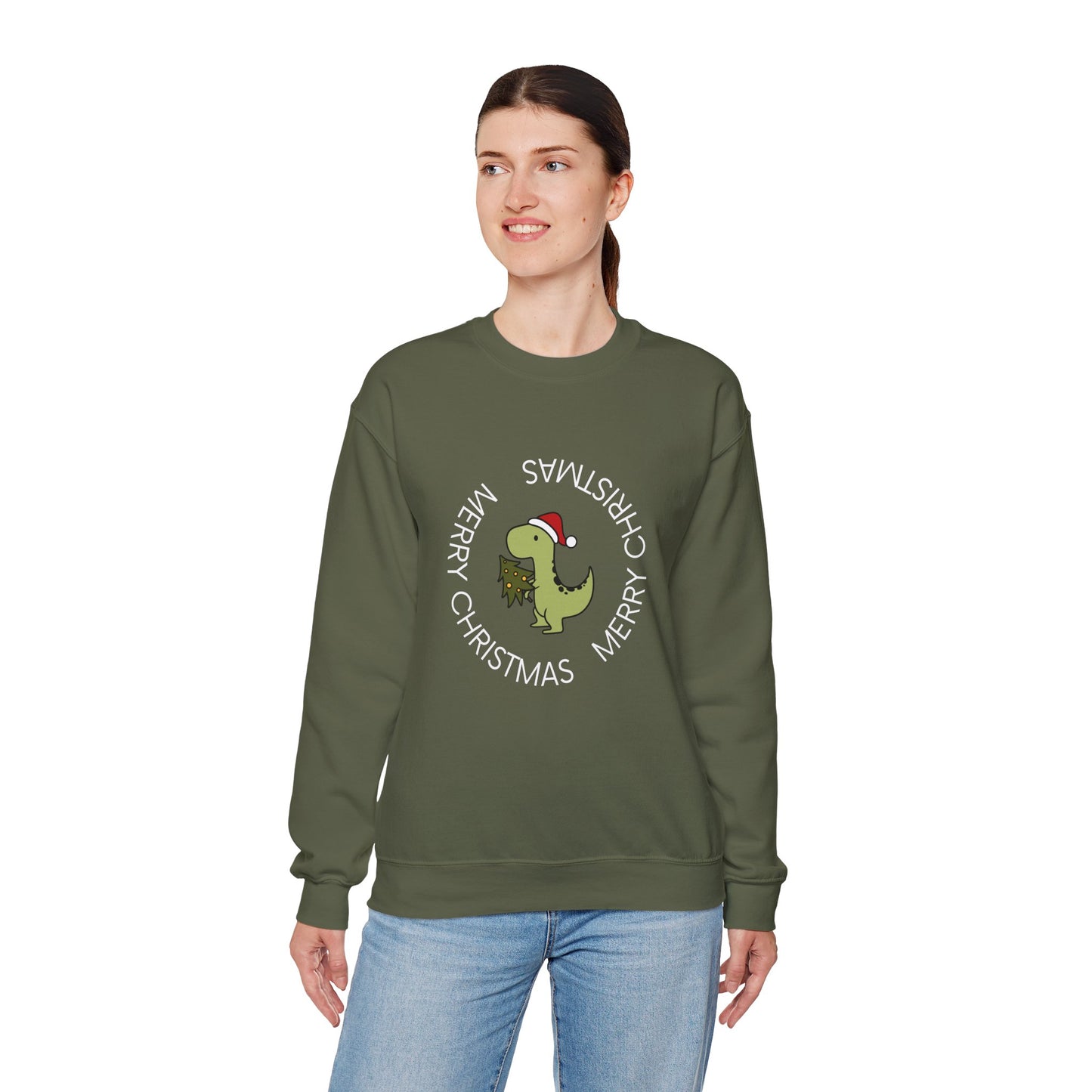 Dino-Merry Christmas 🎄🦖🎅 Unisex Heavy Blend Crewneck Sweatshirt