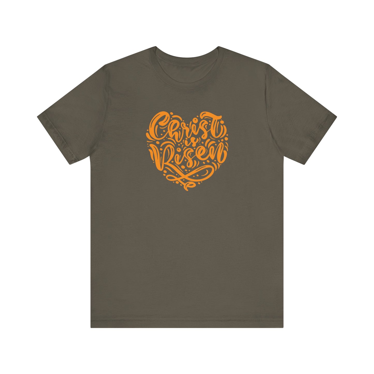 Christ is Risen Heart Shaped Orange Print Unisex Jersey Short Sleeve Tee