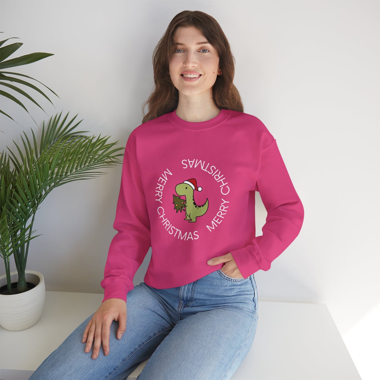 Dino-Merry Christmas 🎄🦖🎅 Unisex Heavy Blend Crewneck Sweatshirt