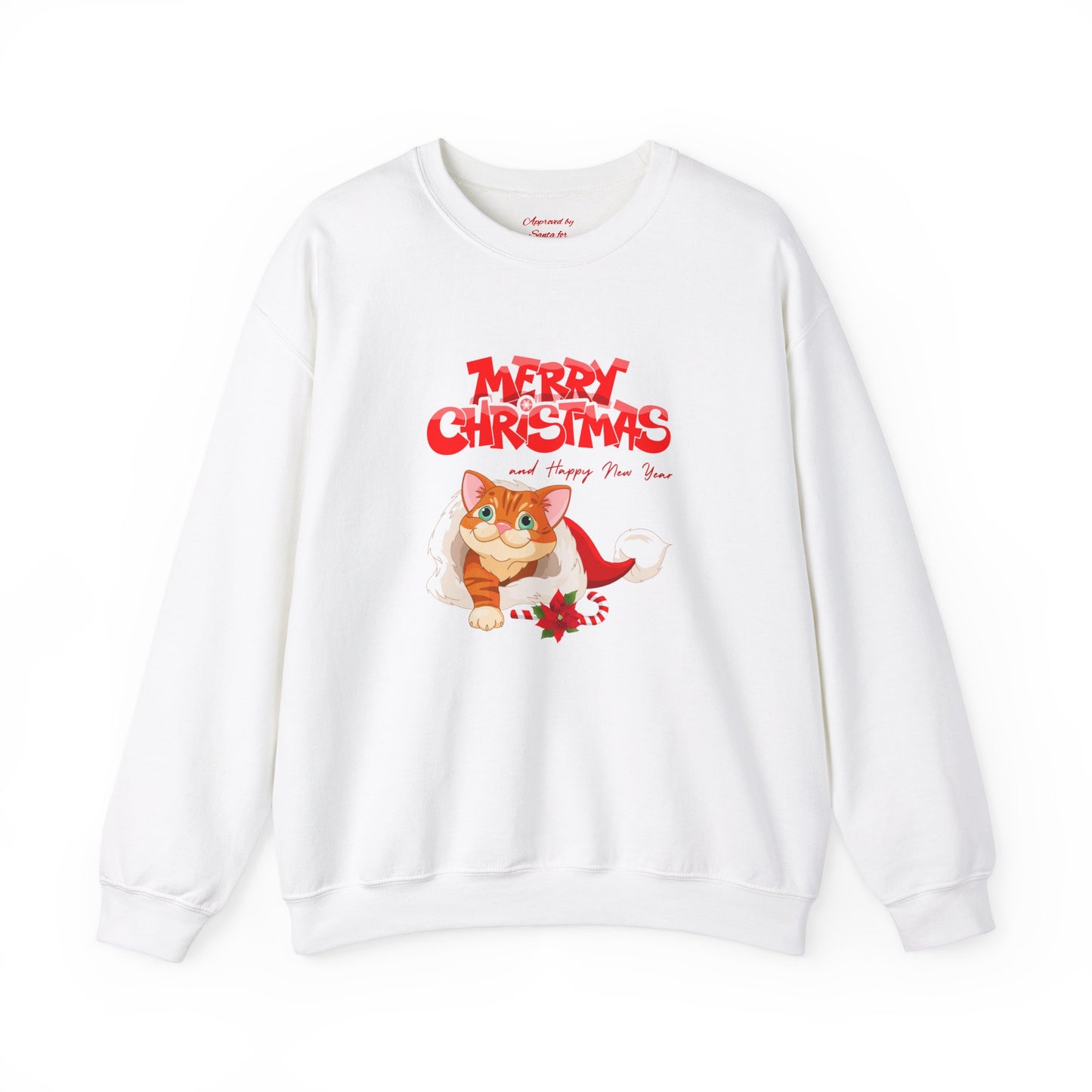 Unisex Heavy Blend Crewneck Sweatshirt Bashful Kitten Merry Christmas 🎅🐾✨