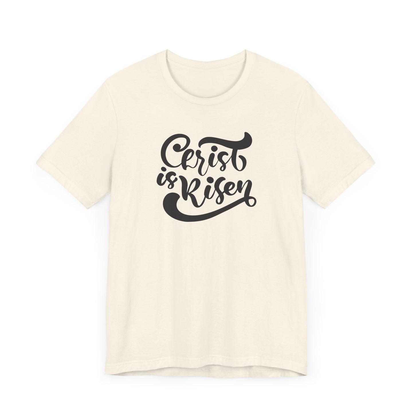 Unisex Jersey Short Sleeve Tee Easter 'Christ is Risen' Black Print