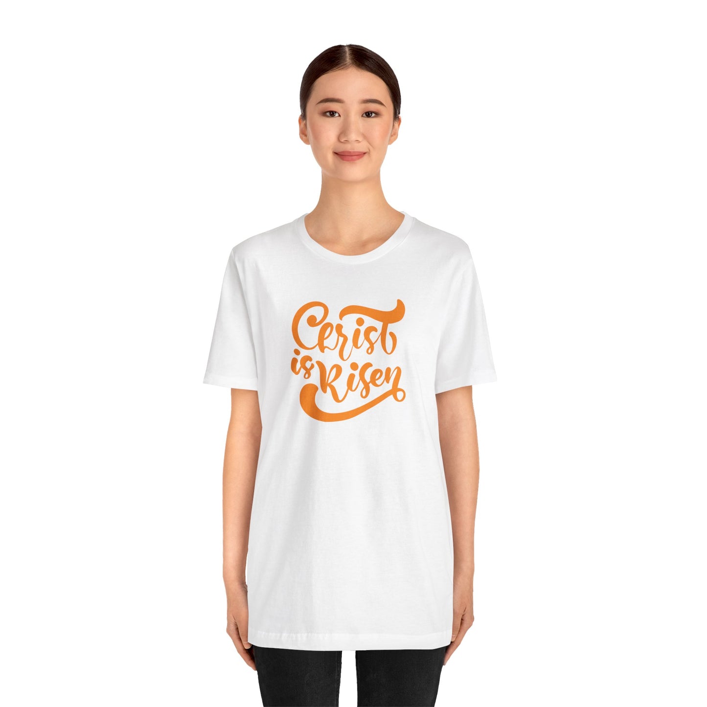 Christ is Risen Orange Print Unisex Jersey Short Sleeve Tee