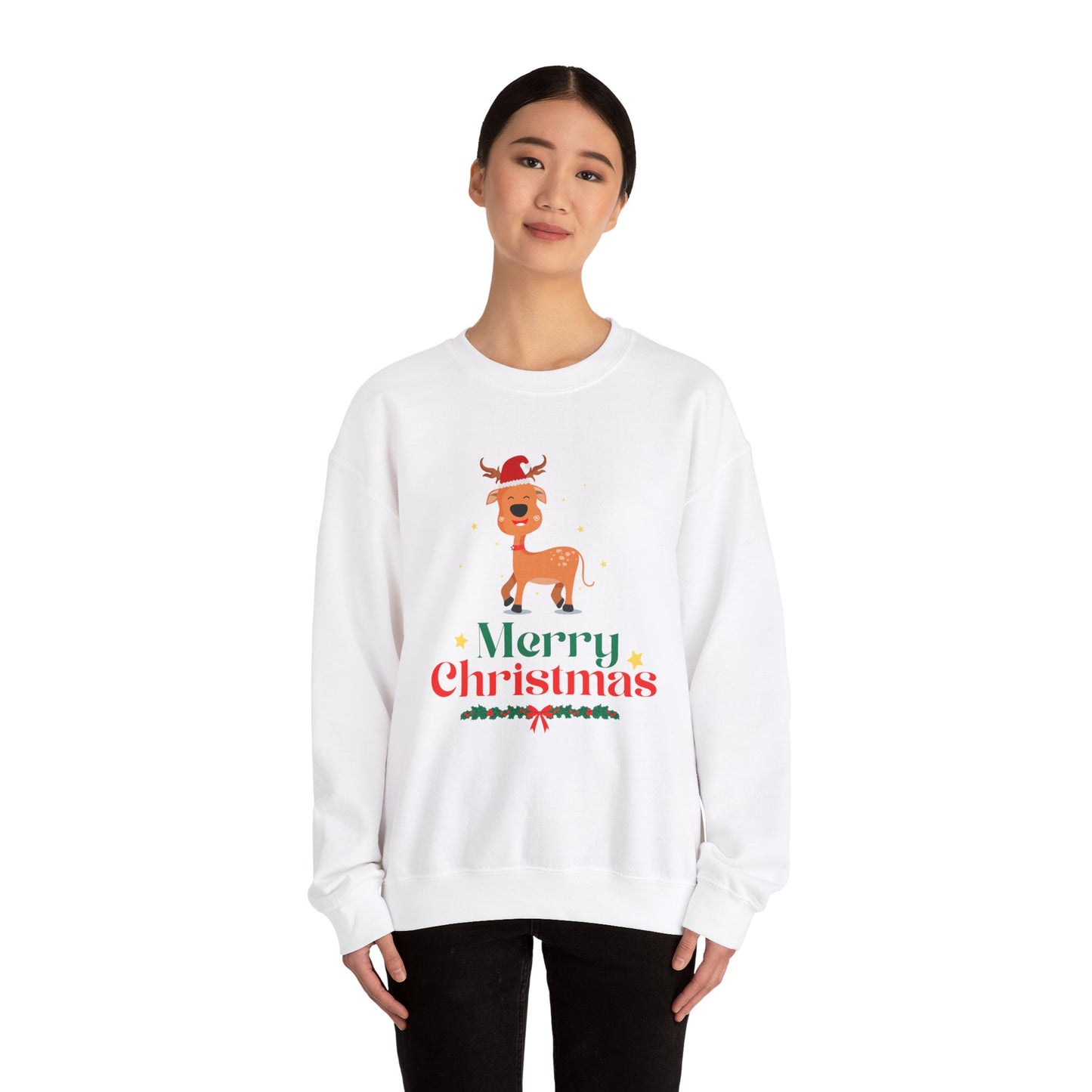 Unisex Heavy Blend Crewneck Sweatshirt Merry Christmas Reindeer 🎄🦌✨