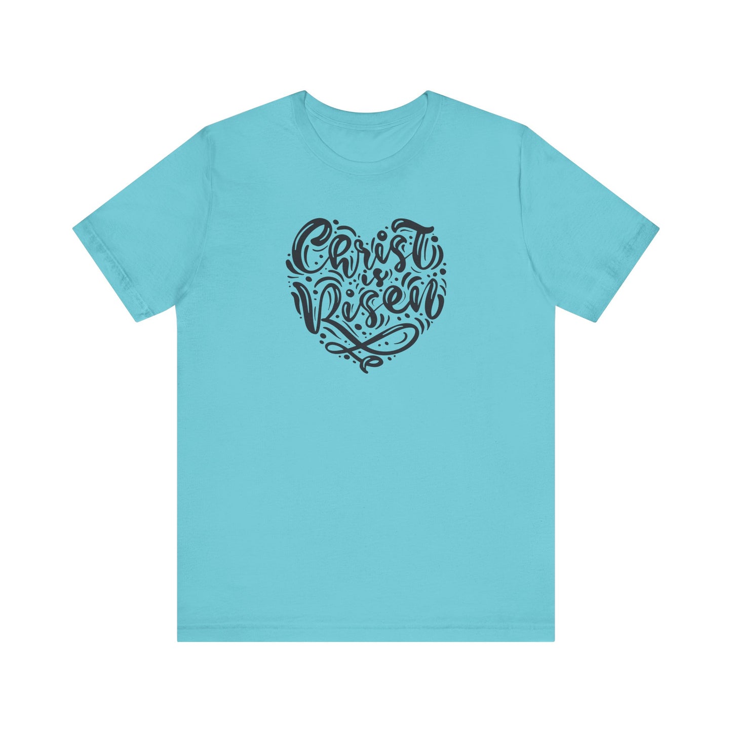 Christ is Risen Heart Shaped Black Print Unisex Jersey Short Sleeve Tee