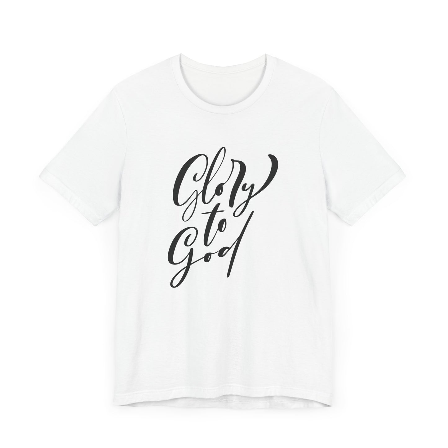 Unisex Jersey Short Sleeve Tee "Glory to God" Inspirational Brush Script