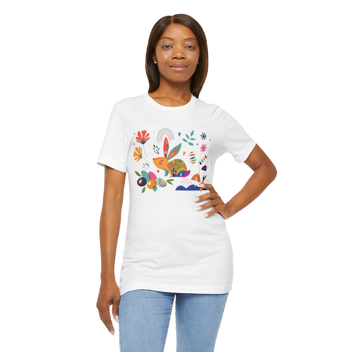 Hoppy Easter Colorful Boho Spring Collage Unisex Jersey Short Sleeve Tee
