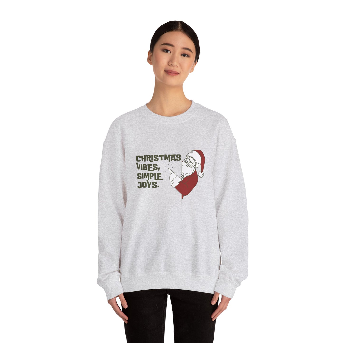 Unisex Heavy Blend Crewneck Sweatshirt Christmas Vibes Simple Joys with Santa 🎅✨