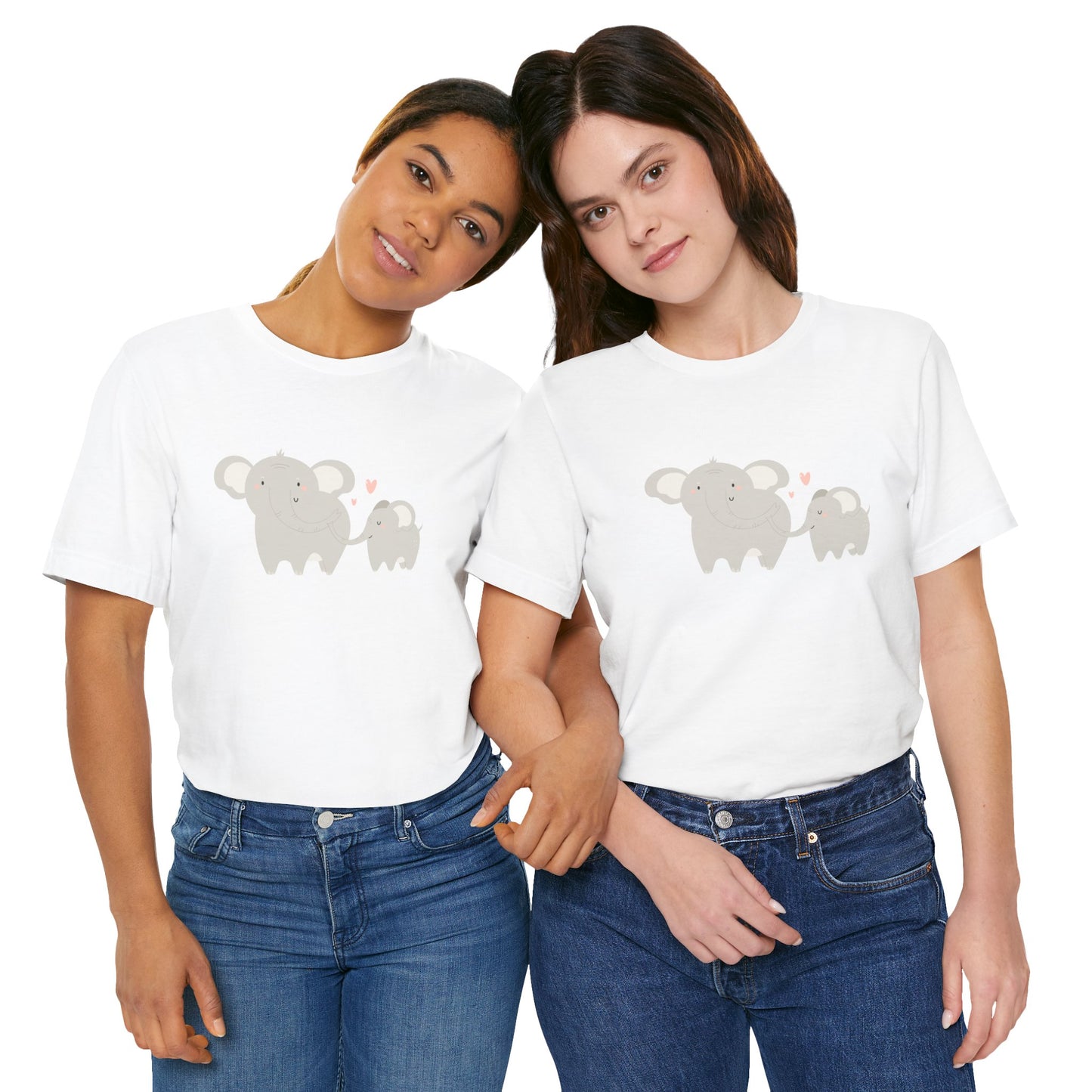 Mommy & Me Ele-fun Sweet Mom and Baby Elephant Unisex Jersey Short Sleeve Tee