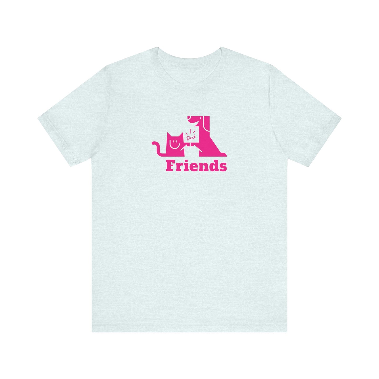 Unisex Jersey Short Sleeve Tee Cat & Dog Hi-5 Each Other Best Friends Pink Print