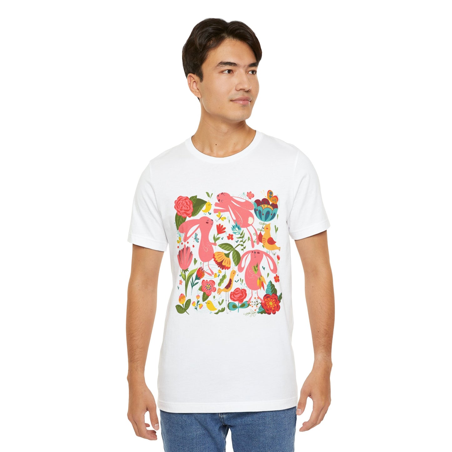 Bunny Bonanza Colorful Boho Easter Rabbit Trio Unisex Jersey Short Sleeve Tee