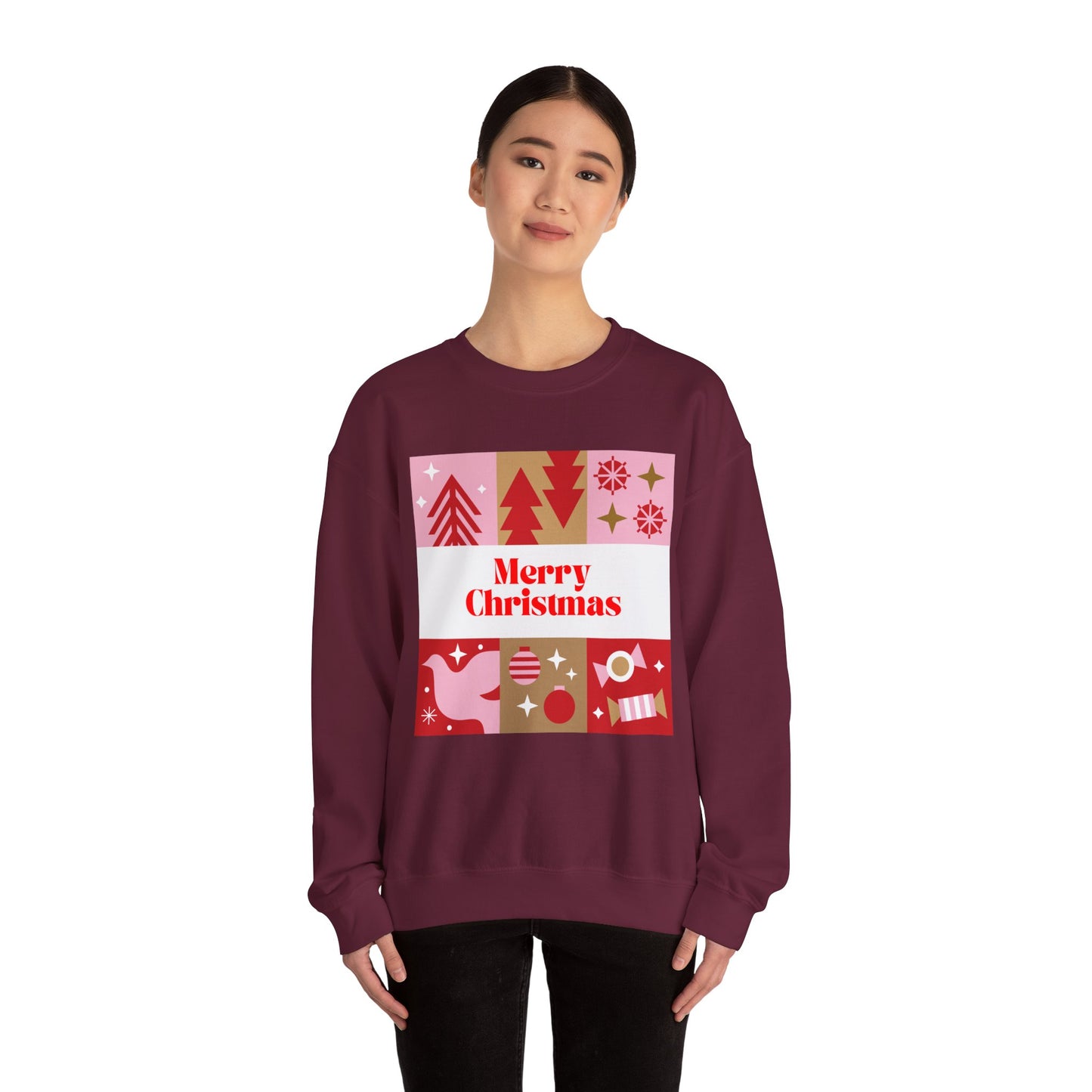 Unisex Heavy Blend Crewneck Sweatshirt Pink Christmas Montage 🎄💖✨