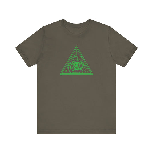 Unisex Jersey Short Sleeve Tee "Eye of Providence" All Seeing Eye Green Print