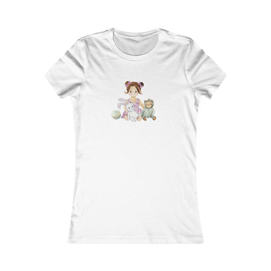 Women's Favorite Adorable Doll Trio T-Shirt - Teddy, Rabbit, and Cuteness Galore