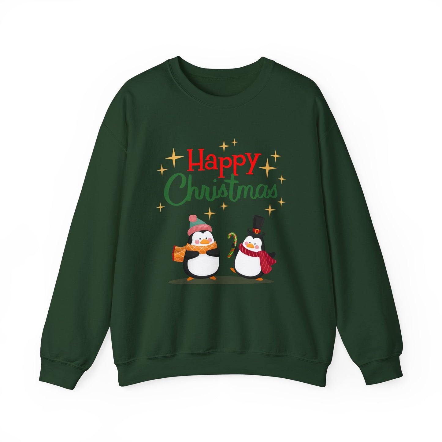 Unisex Heavy Blend Crewneck Sweatshirt Happy Christmas with Penguins 🎄🐧✨