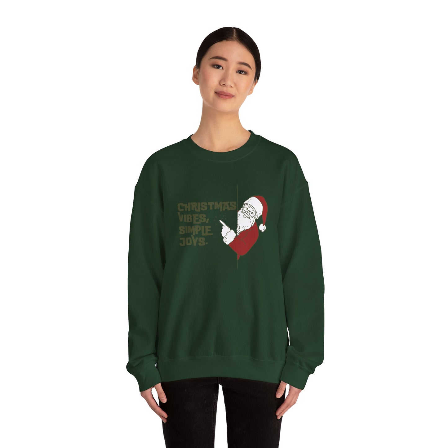 Unisex Heavy Blend Crewneck Sweatshirt Christmas Vibes Simple Joys with Santa 🎅✨