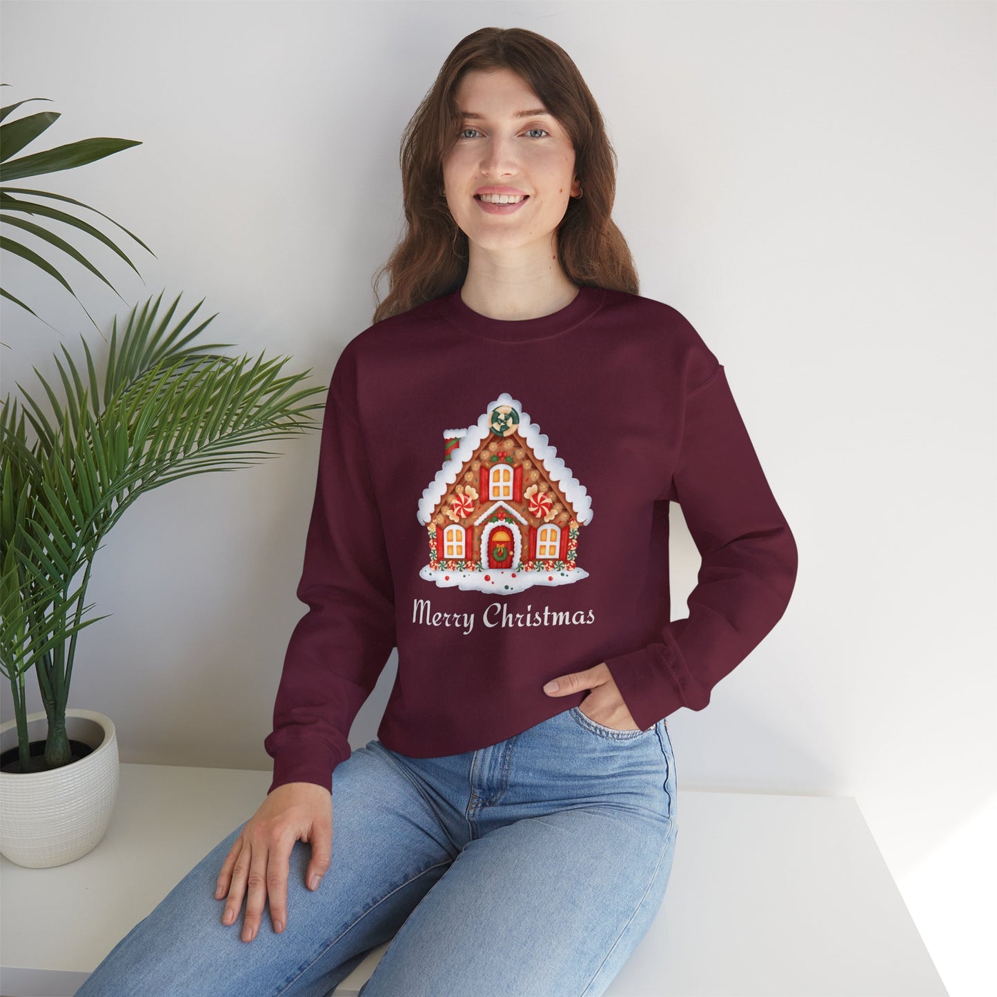 Christmas Gingerbread House 🎄🍬✨ Unisex Heavy Blend Crewneck Sweatshirt