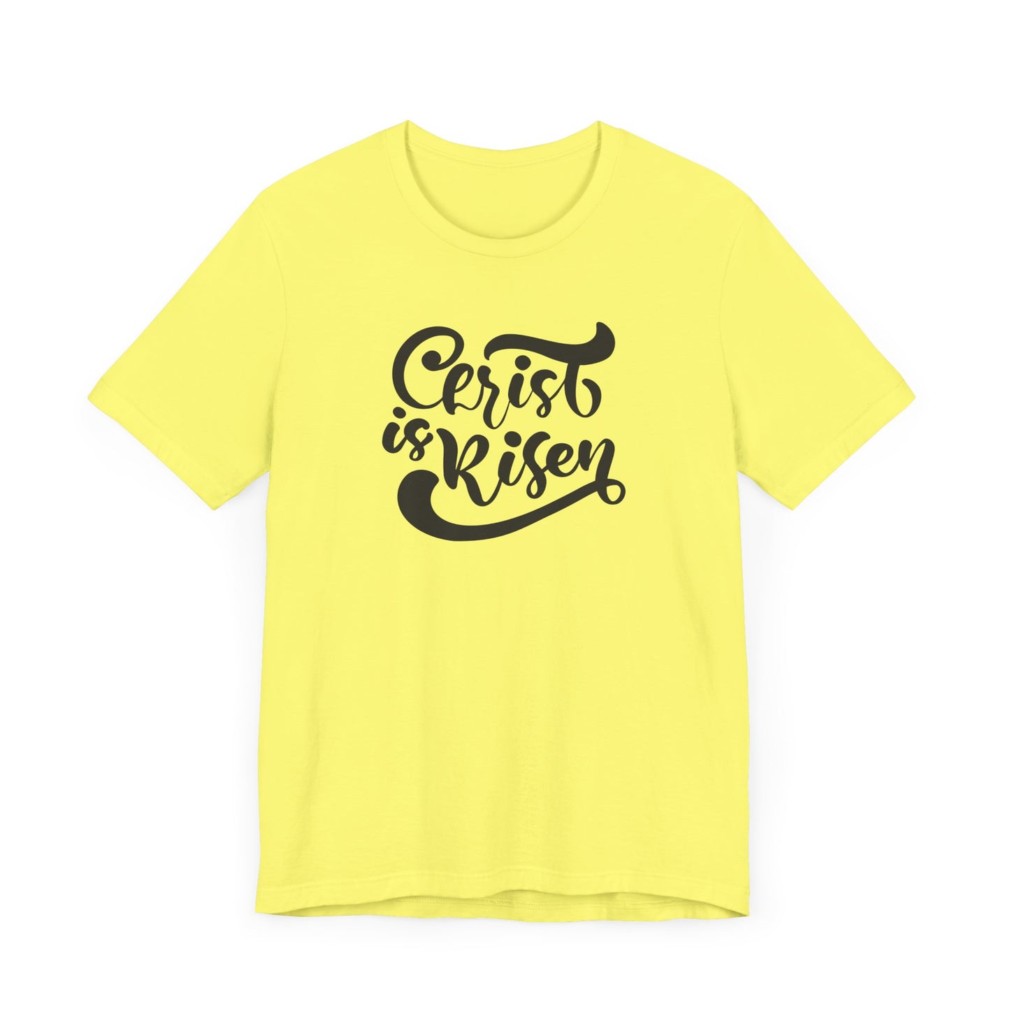 Unisex Jersey Short Sleeve Tee Easter 'Christ is Risen' Black Print