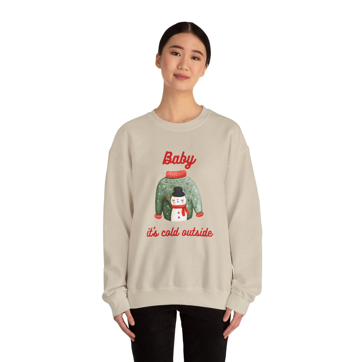 Unisex Heavy Blend Crewneck Sweatshirt Baby It's Cold Outside Snowman 🎄❄️❤️