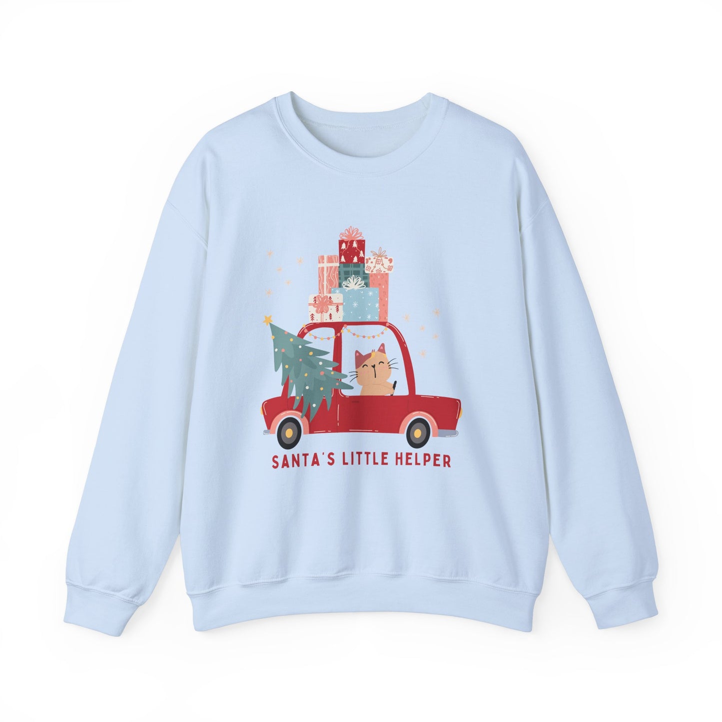 Unisex Heavy Blend Crewneck Sweatshirt Santa's Little Helper Cat Driving 🎄🚗🐱