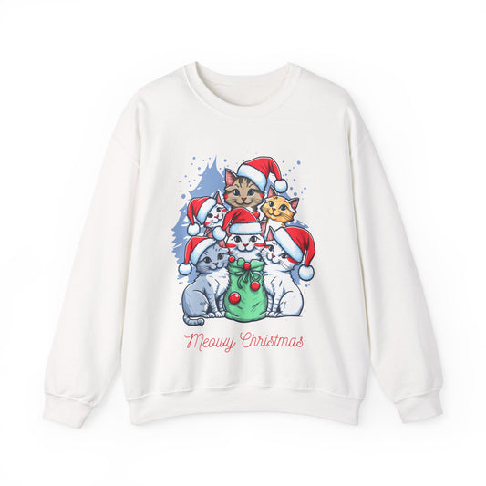 Meowy Christmas 🎅🐾✨ Unisex Heavy Blend Crewneck Sweatshirt