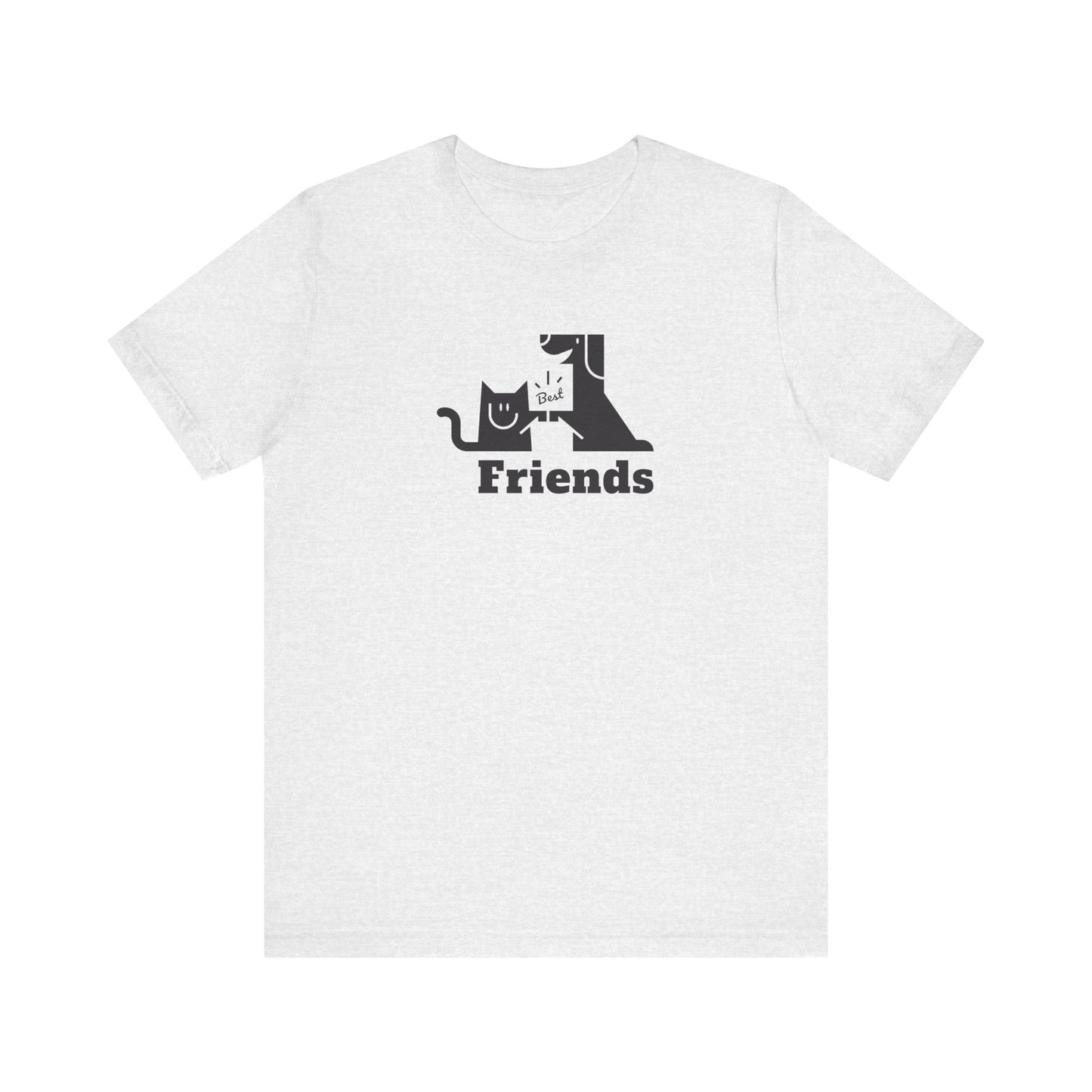 Cat & Dog Hi-5 Each Other Best Friends Black Print Unisex Jersey Short Sleeve Tee