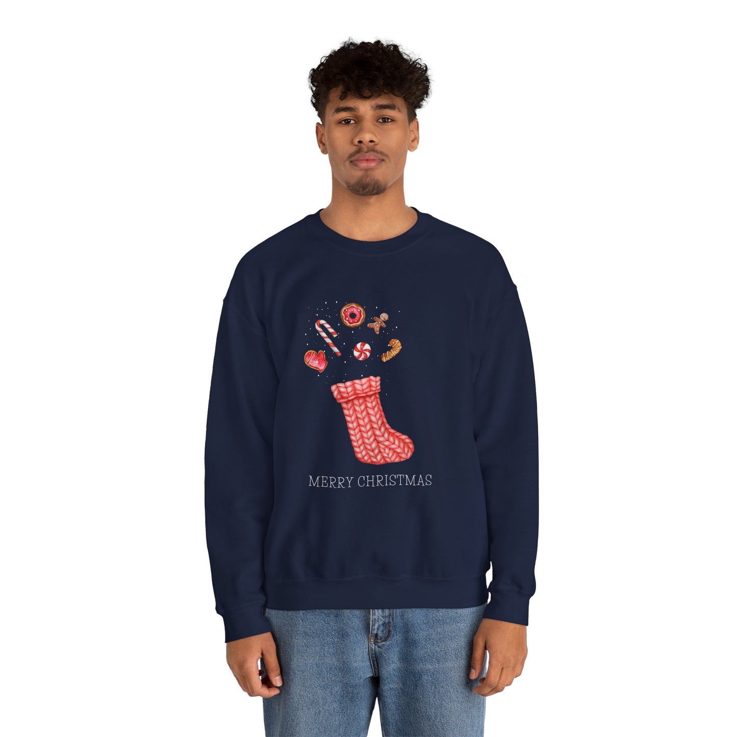 Cozy Christmas Sock 🎄🧦🍩 Unisex Heavy Blend Crewneck Sweatshirt