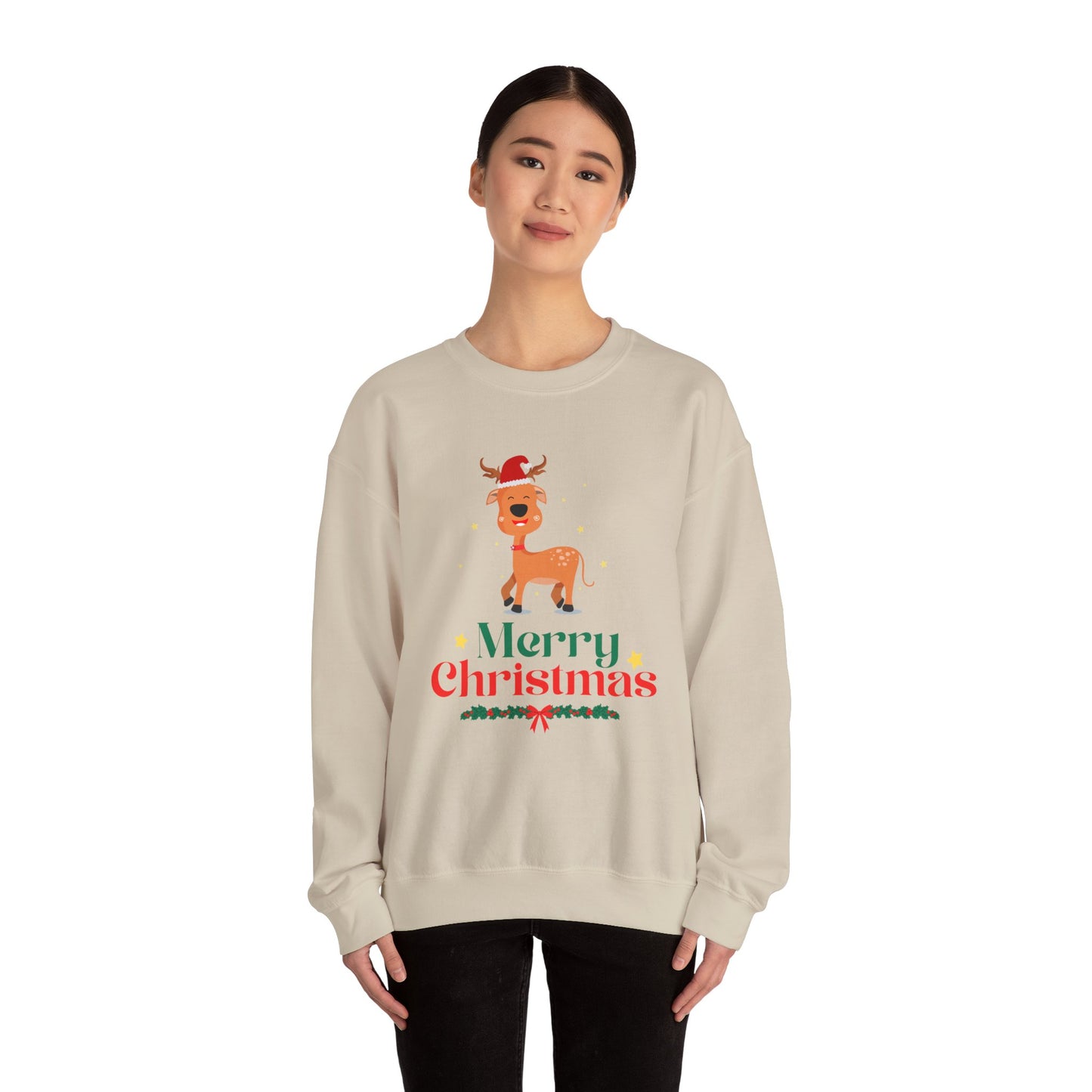 Unisex Heavy Blend Crewneck Sweatshirt Merry Christmas Reindeer 🎄🦌✨