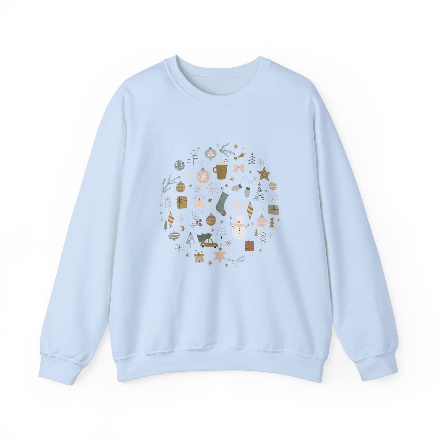 Unisex Heavy Blend Crewneck Sweatshirt Festive Holiday Round Collage 🎄☃️❄️