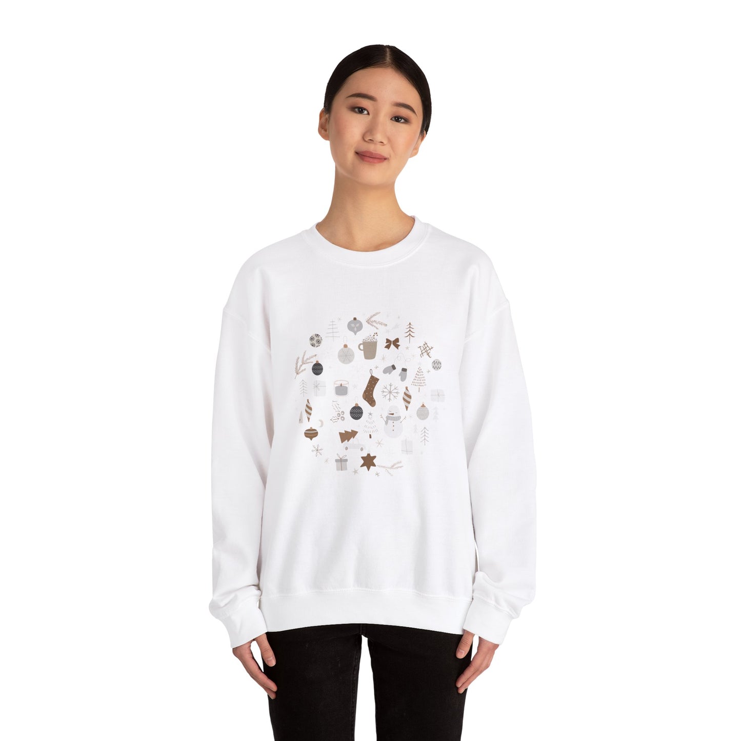 Unisex Heavy Blend Crewneck Sweatshirt Festive Holiday Round Collage 🎄☃️❄️
