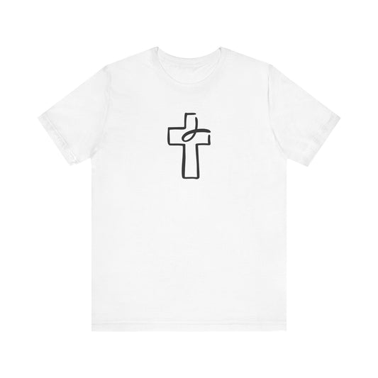 Crucifix Ichthys "Jesus Fish" Black Print Unisex Jersey Short Sleeve Tee