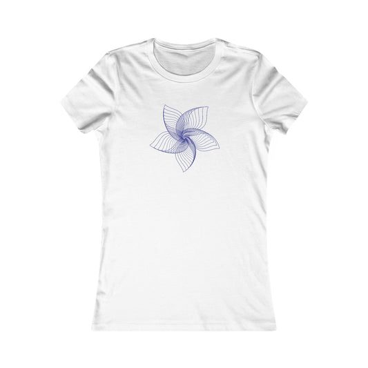 Women's Favorite T-Shirt "Geometric Petal Play" Whimsical 5-Petal Flower Navy Print