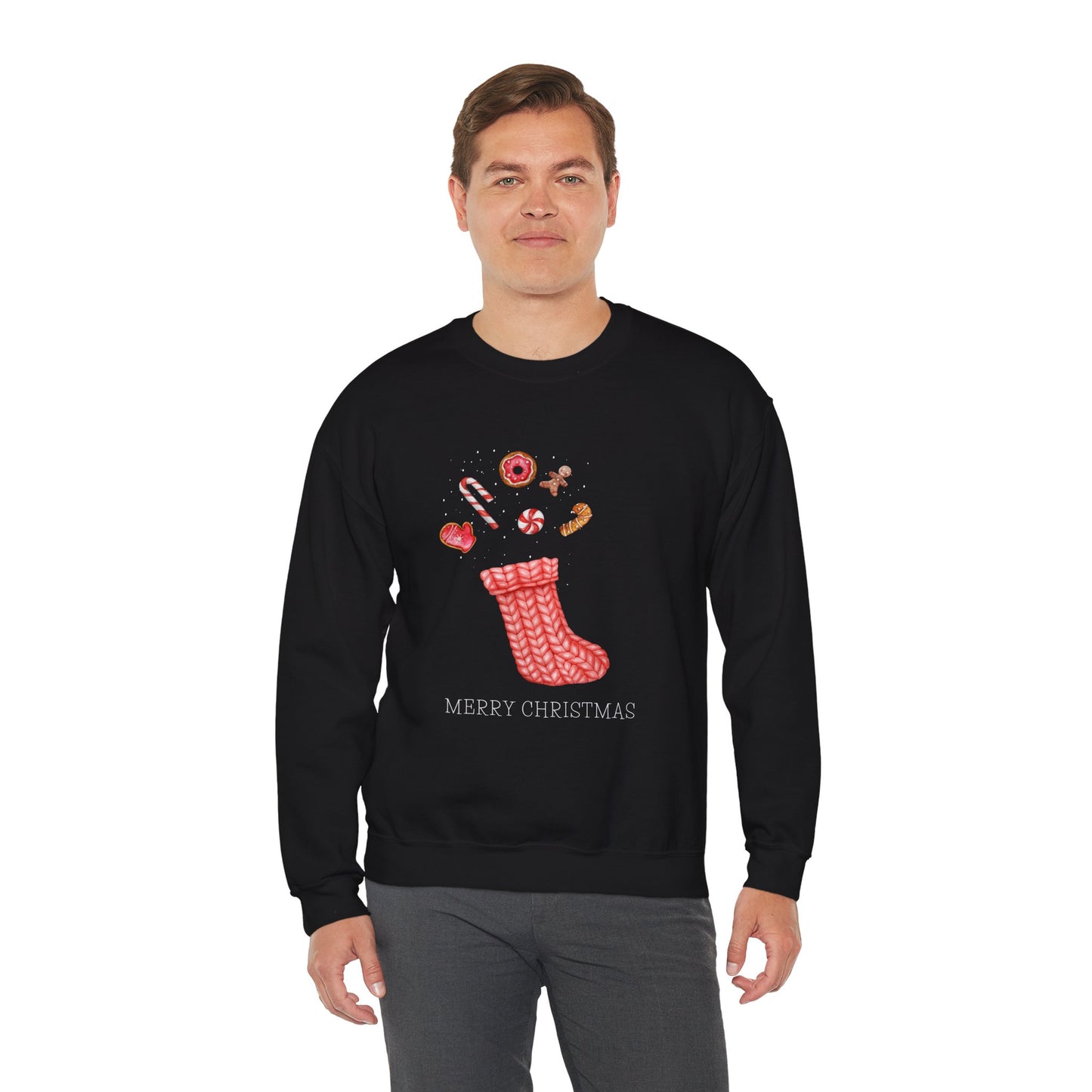 Cozy Christmas Sock 🎄🧦🍩 Unisex Heavy Blend Crewneck Sweatshirt