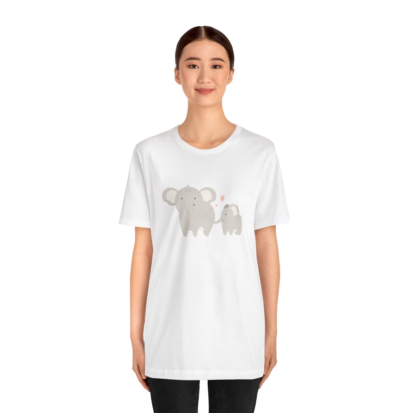 Mommy & Me Ele-fun Sweet Mom and Baby Elephant Unisex Jersey Short Sleeve Tee