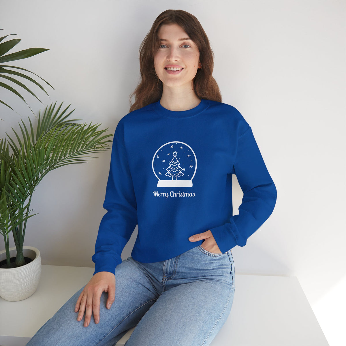 Snow Globe with Merry Christmas 🎄❄️✨ Unisex Heavy Blend Crewneck Sweatshirt