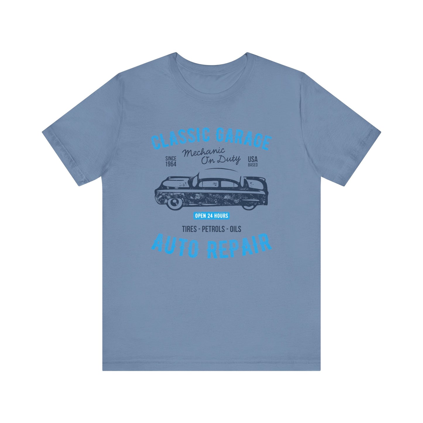 Unisex Jersey Short Sleeve Tee Classic Garage Auto Repair Blue Print