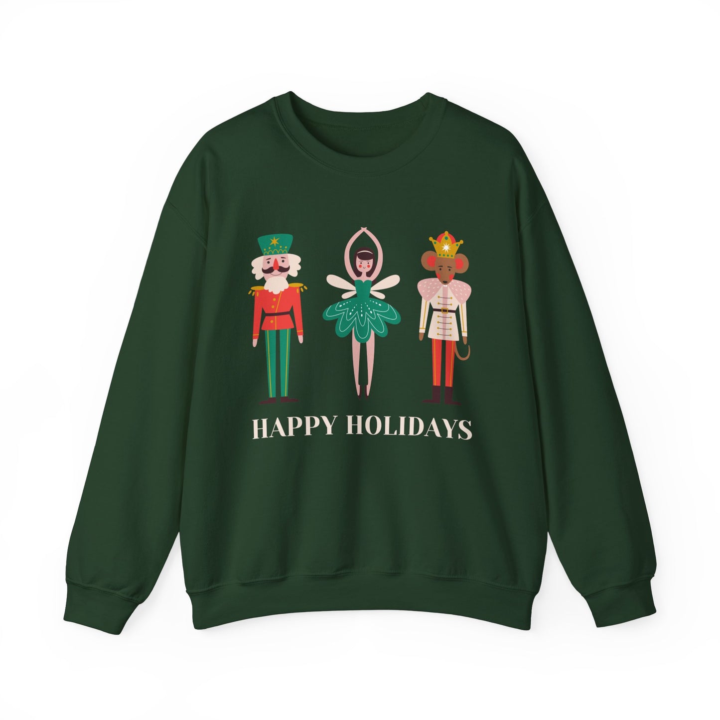 Unisex Heavy Blend Crewneck Sweatshirt Happy Holidays Nutcracker 🎄✨