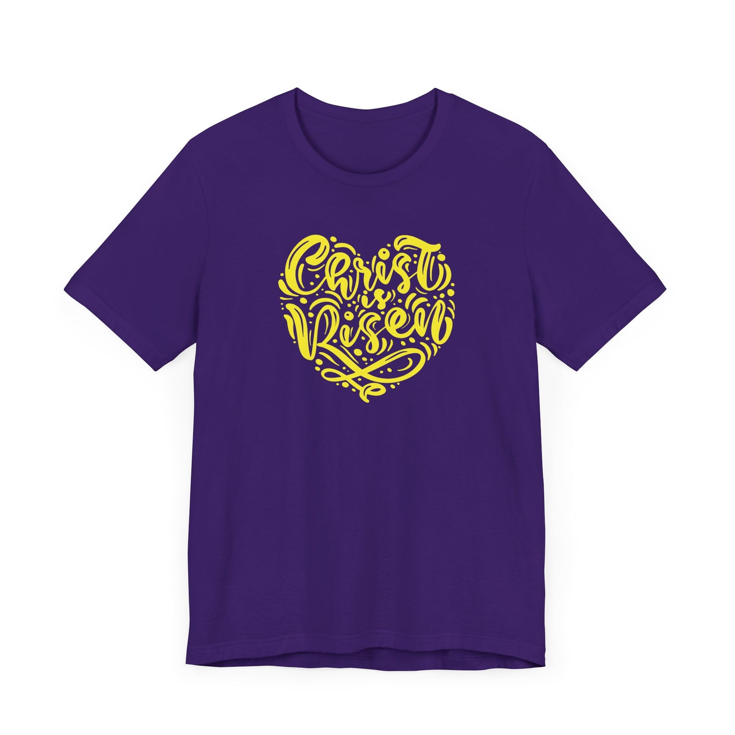 Christ is Risen Heart Shaped Yellow Print Unisex Jersey Short Sleeve Tee
