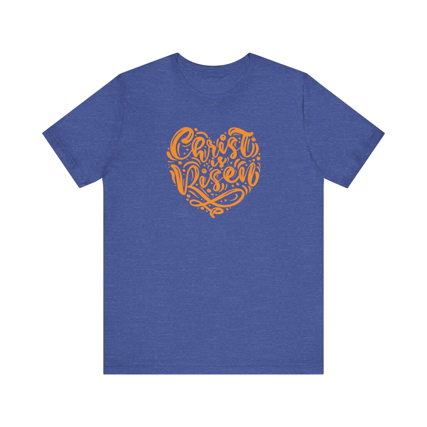 Christ is Risen Heart Shaped Orange Print Unisex Jersey Short Sleeve Tee
