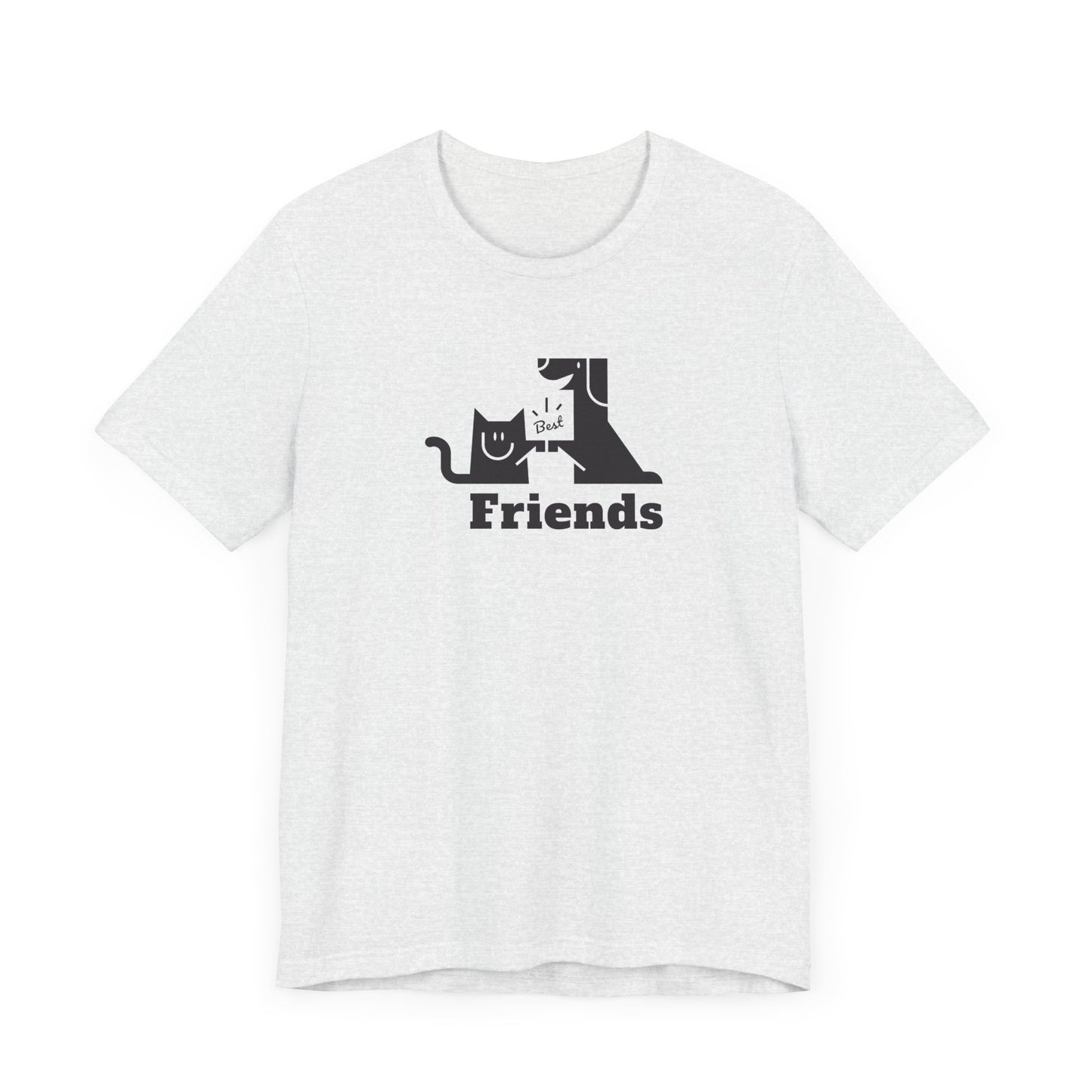 Cat & Dog Hi-5 Each Other Best Friends Black Print Unisex Jersey Short Sleeve Tee