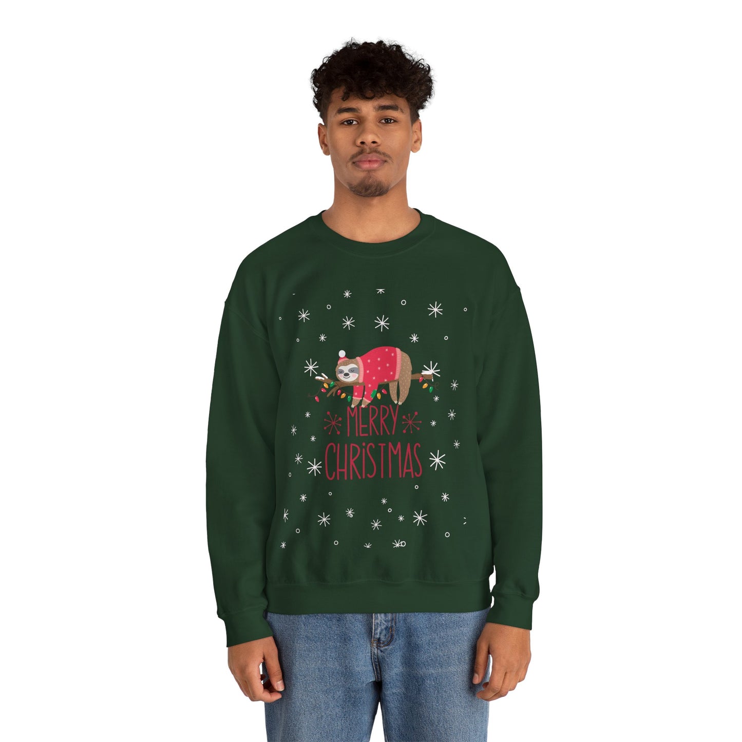 Merry Christmas Sloth 🎄🦥✨ Unisex Heavy Blend Crewneck Sweatshirt