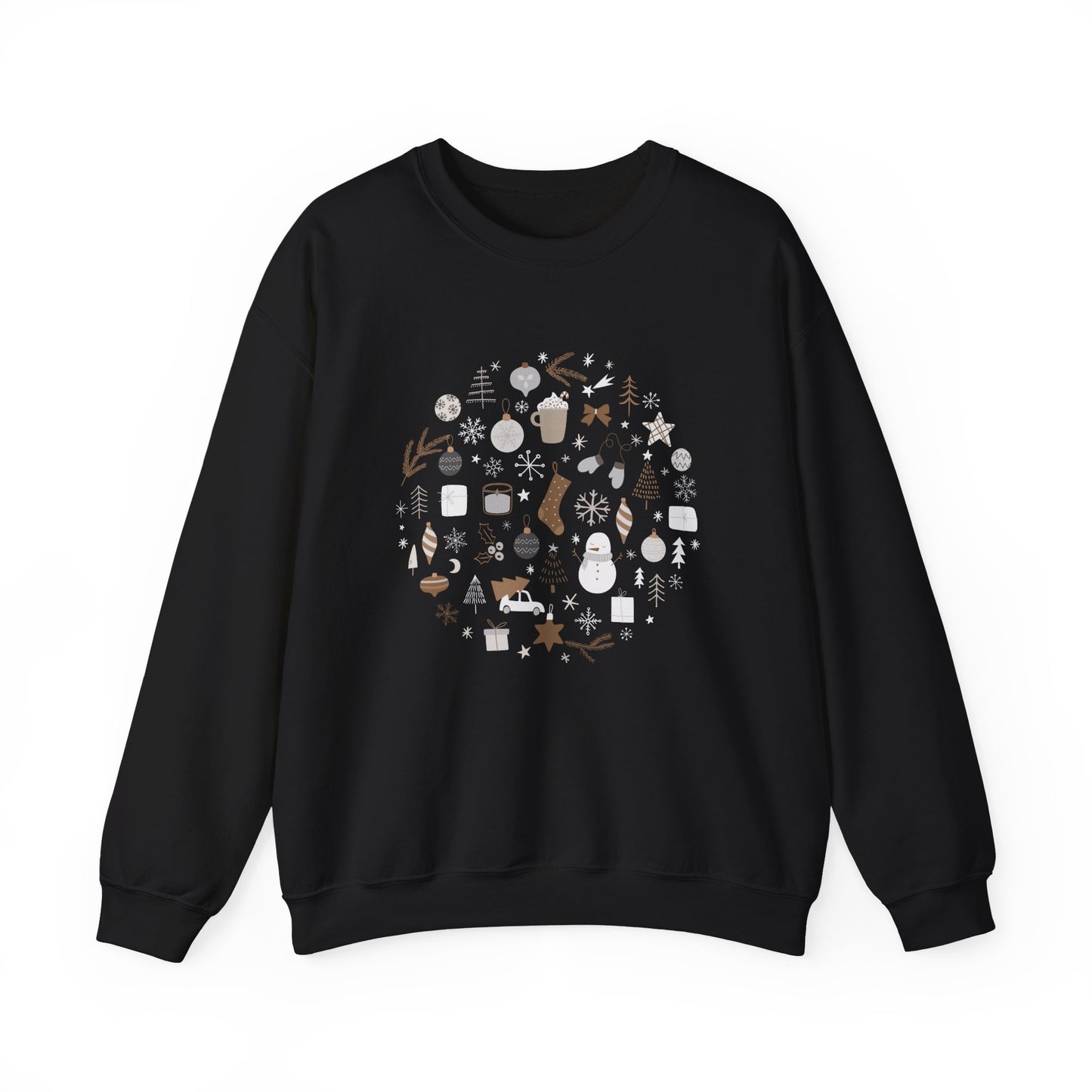 Unisex Heavy Blend Crewneck Sweatshirt Festive Holiday Round Collage 🎄☃️❄️