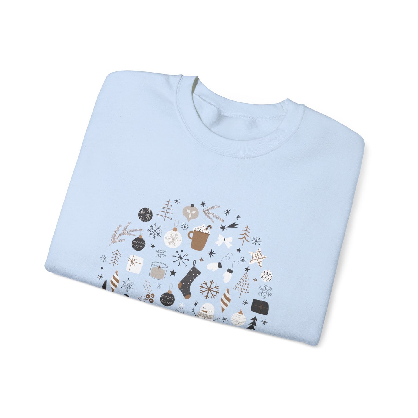 Unisex Heavy Blend Crewneck Sweatshirt Festive Holiday Round Collage 🎄☃️❄️