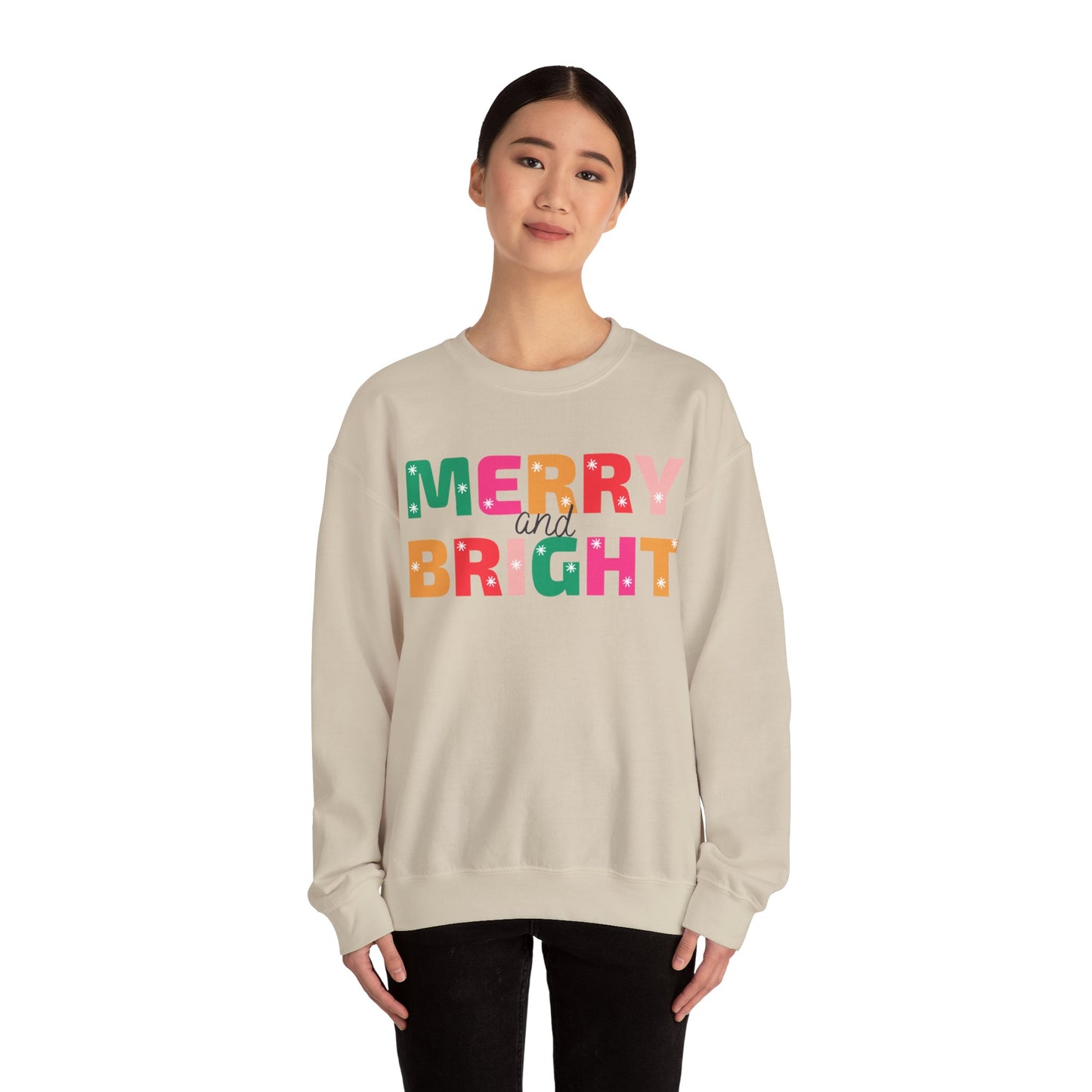 Unisex Heavy Blend Crewneck Sweatshirt Colorful Merry and Bright 🎄✨🌈