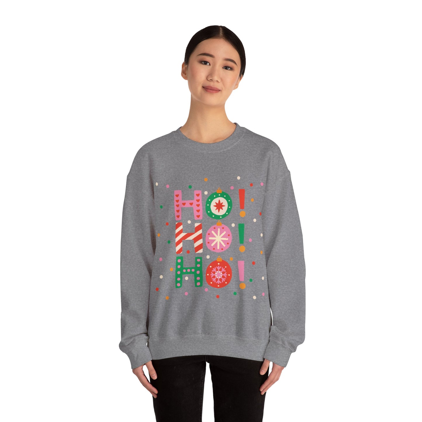 Unisex Heavy Blend Crewneck Sweatshirt Colorful Ho Ho Ho version 2 🎅✨