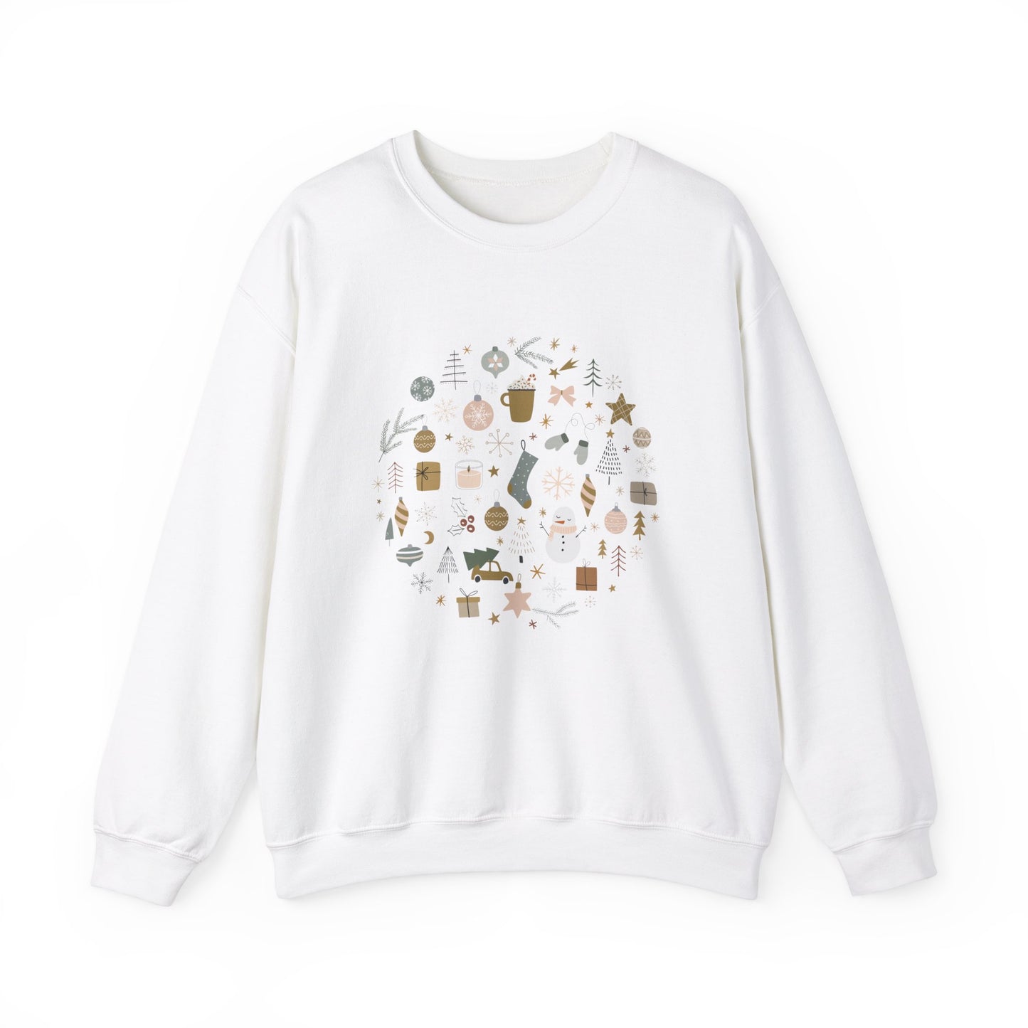 Unisex Heavy Blend Crewneck Sweatshirt Festive Holiday Round Collage 🎄☃️❄️