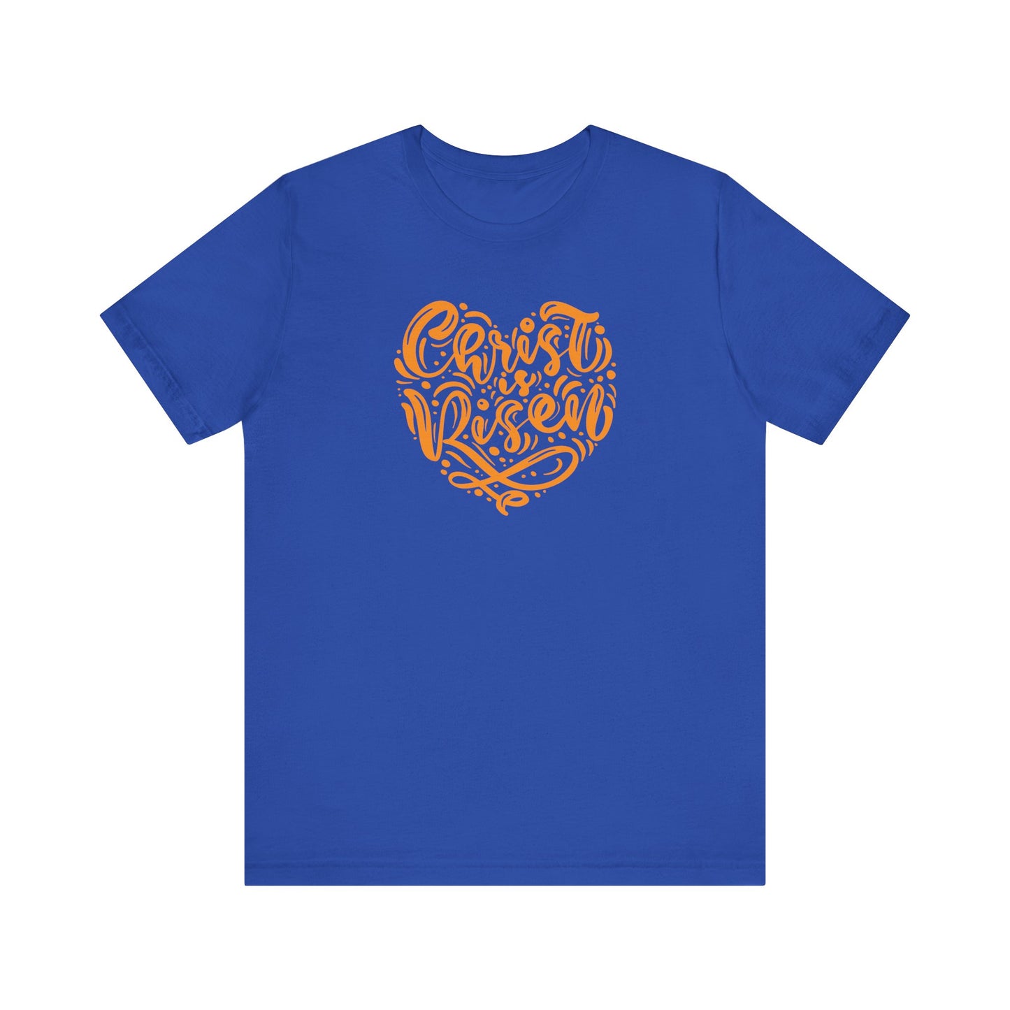 Christ is Risen Heart Shaped Orange Print Unisex Jersey Short Sleeve Tee
