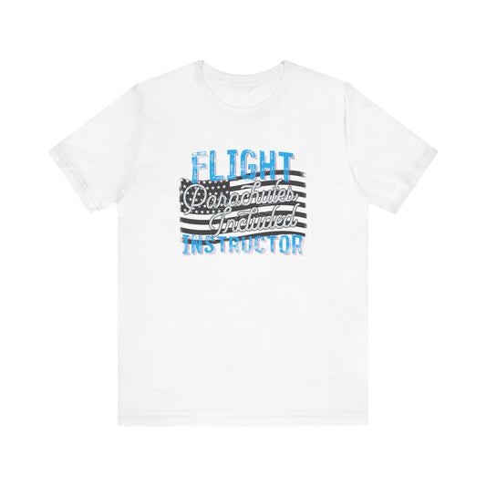 Unisex Jersey Short Sleeve Tee 'Sky's the Limit' Witty "Flight Instructor, Parachute Included"