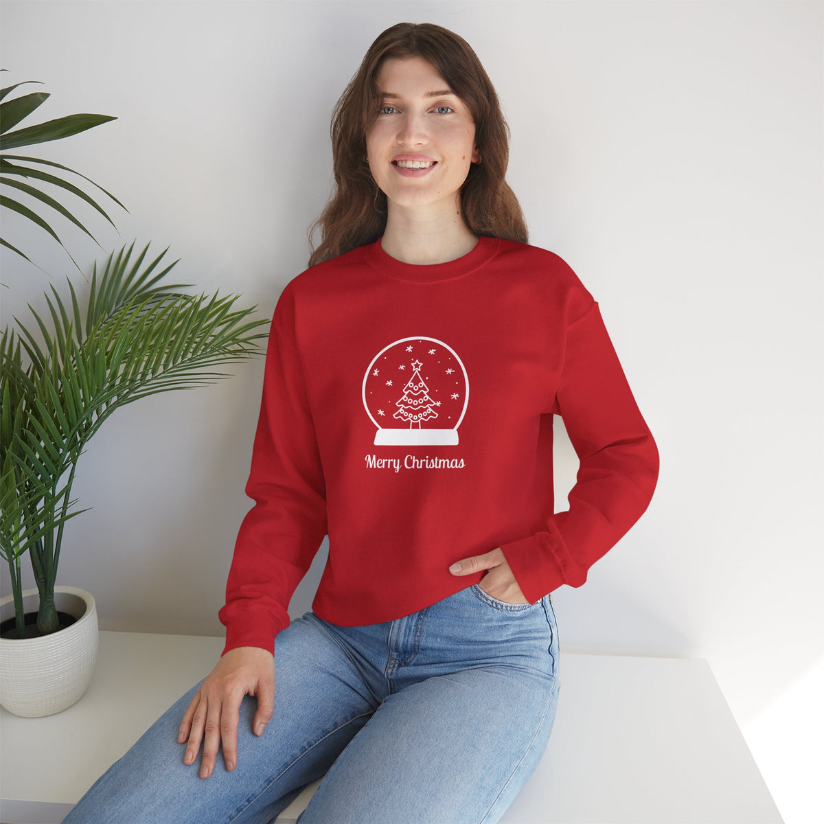 Snow Globe with Merry Christmas 🎄❄️✨ Unisex Heavy Blend Crewneck Sweatshirt
